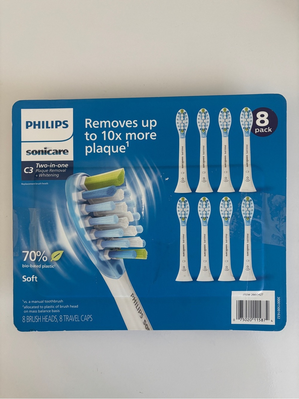 Philips Sonicare C3 Two-in-One Brush Heads 6-Pack with Travel Caps SOFT White